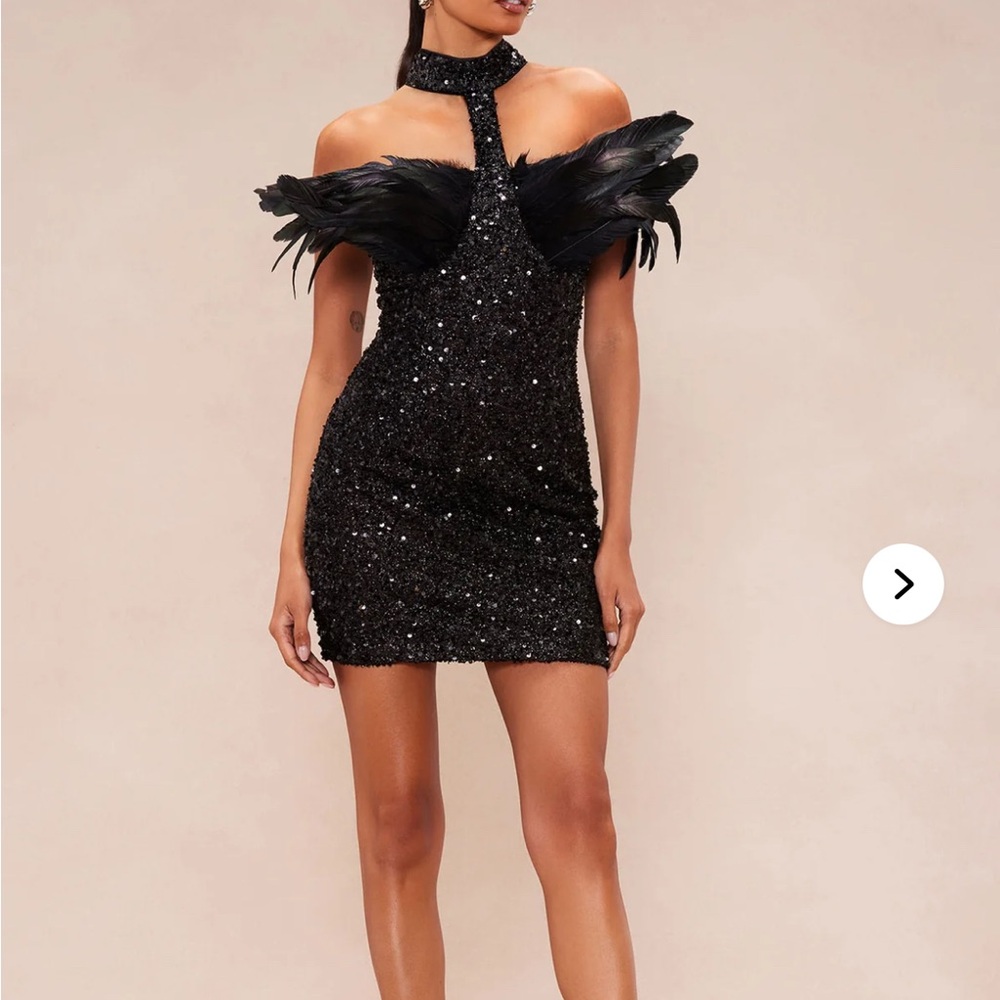 Fashion Nova Black Sequin Bodycon Mini Dress